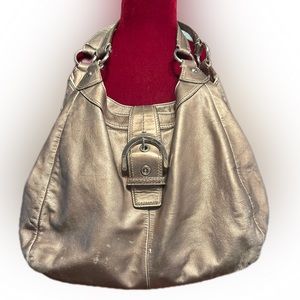 Coach Metallic Gold Leather Shoulder Bag